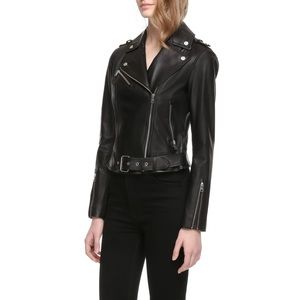 NWT Soia & Kyo Black Leather Moto Jacket